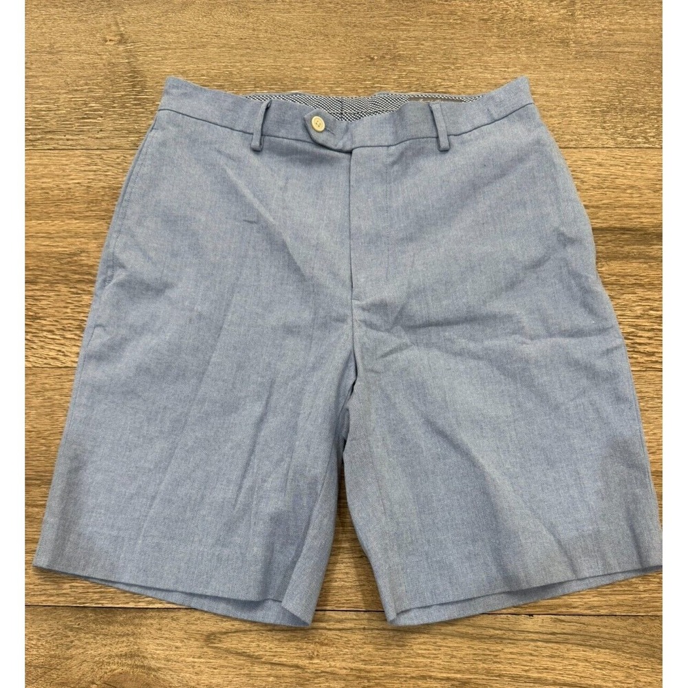 Men's Daniel Cremieux Signature‎ Collection Stretch Blue Oxford Shorts Size 32